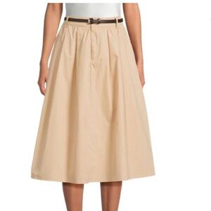 🔥 Closet Sale! Belted A-Line Cotton Midi-Skirt